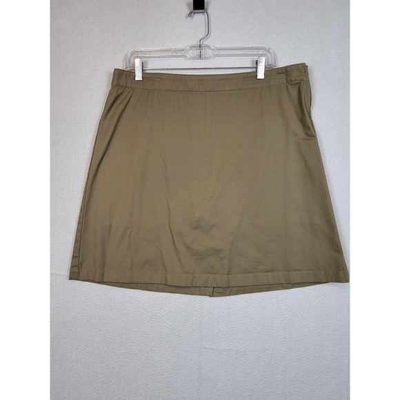 Lands' End Dresses & Skirts - Lands End Womens Skort Skirt Elastic Waist Mid Rise Zip‎ Solid Tan Size 14